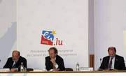 Conférence de presse de Jean-Louis Schiltz, Louis Michel et Peter Piot