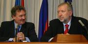 Jean Asselborn et le ministre des Affaires étrangères slovène, Dimitrij Rupel, lors de la conférence de presse