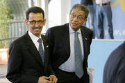 Mohamed Vall Ould Bellal, ministre des Affaires étrangères de Mauritanie, et Amr Moussa, secrétaire général de la Ligue Arabe