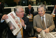 Guy Quaden et Didier Reynders, ministre belge des Finances