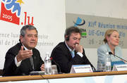 Leonidas Rosa Bautista, ministre des Affaires étrangères du Honduras, Jean Asselborn et Benita Ferrero-Waldner