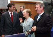 Ignacio Walker, ministre Chilien des Affaires étrangères, Benita Ferrero-Waldner, membre de la Commission européenne, et Jean Asselborn, ministre des Affaires étrangères