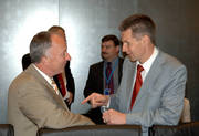 Dermot Ahern, Irish Minister for Foreign Affairs (left), and Artis Pabriks, Latvian Minister for Foreign Affairs