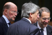 Simeon Saxe-Coburg, Premier ministre bulgare, Jean-Claude Juncker, Premier ministre, et Javier Solana, Haut représentant pour la PESC