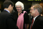 Fernand Boden, ministre de l'Agriculture du Luxembourg, et Mariann Ficher Boel, membre de la Commission européenne