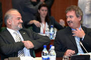 Le Premier ministre de l'Iraq Ibrahim al Dschafari et le Président du Conseil de l'UE Jean Asselborn