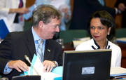 Jean Asselborn, ministre des Affaires étrangères du Luxembourg et Condoleezza Rice, Secretary of State